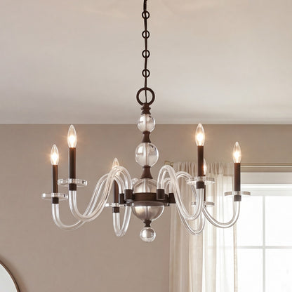 Savoy House Aragon 5 Light Chandelier, Mediterranean Bronze/Clear