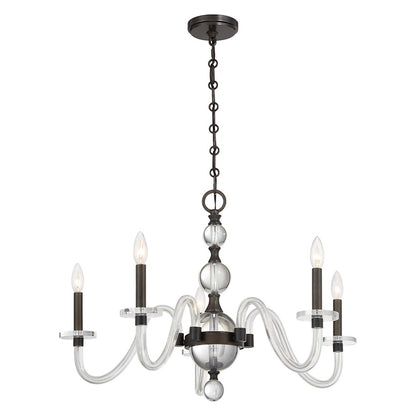 Savoy House Aragon 5 Light Chandelier, Mediterranean Bronze/Clear