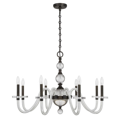 Savoy House Aragon 8 Light Chandelier, Mediterranean Bronze/Clear