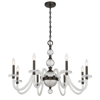 Savoy House Aragon 8 Light Chandelier, Mediterranean Bronze/Clear