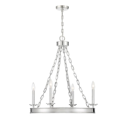 4-Light Chandelier, Polished Nickel