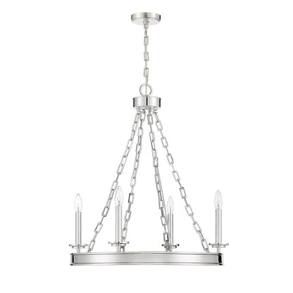 4-Light Chandelier, Polished Nickel