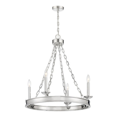 4-Light Chandelier, Polished Nickel