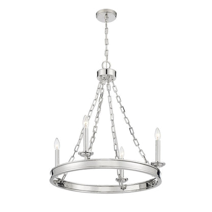 4-Light Chandelier, Polished Nickel