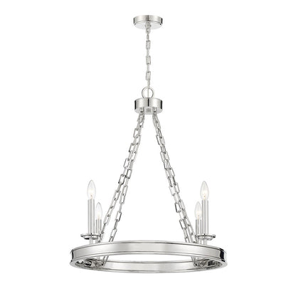 4-Light Chandelier, Polished Nickel