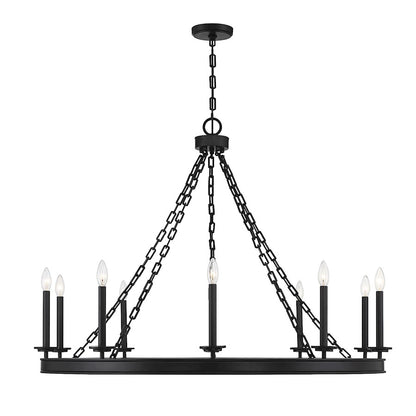 10 Light Chandelier, Matte Black