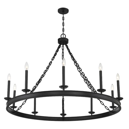 10 Light Chandelier, Matte Black