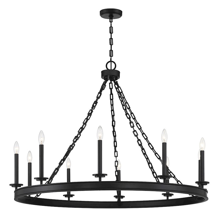 10 Light Chandelier, Matte Black