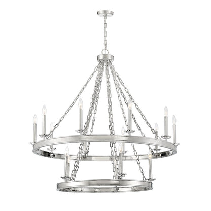 15 Light Chandelier, Polished Nickel