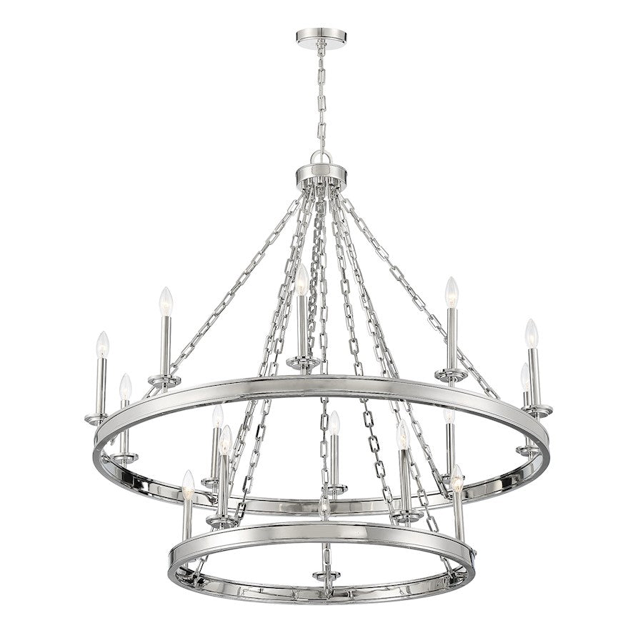 15 Light Chandelier, Polished Nickel