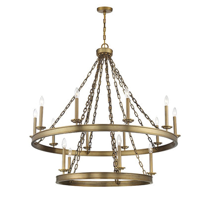 15 Light Chandelier, Warm Brass