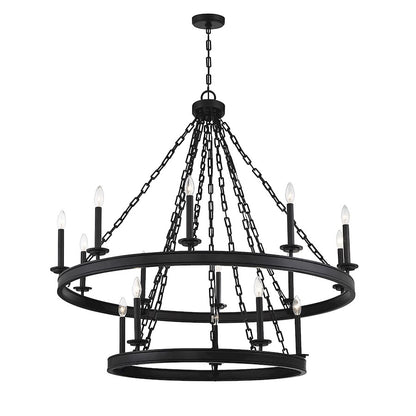 15 Light Chandelier, Matte Black