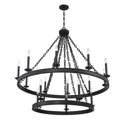 15 Light Chandelier, Matte Black