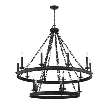 15 Light Chandelier, Matte Black