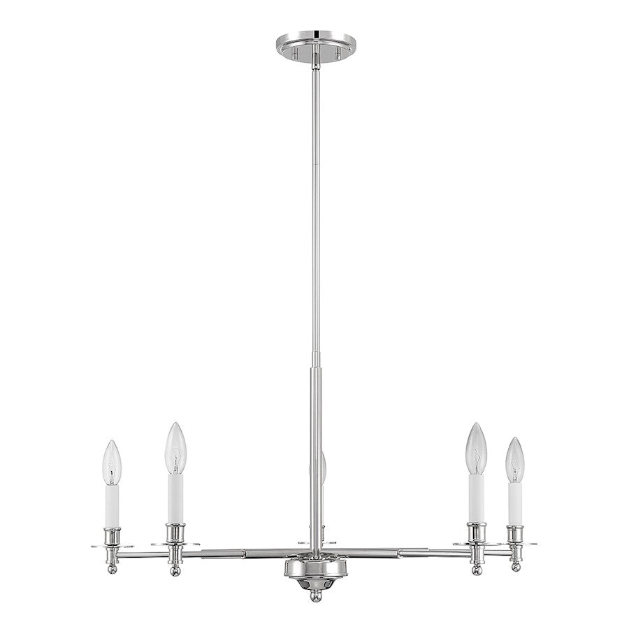 5-Light Chandelier, Polished Nickel