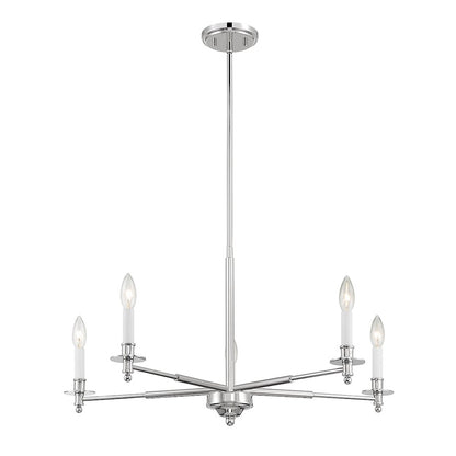 5-Light Chandelier, Polished Nickel