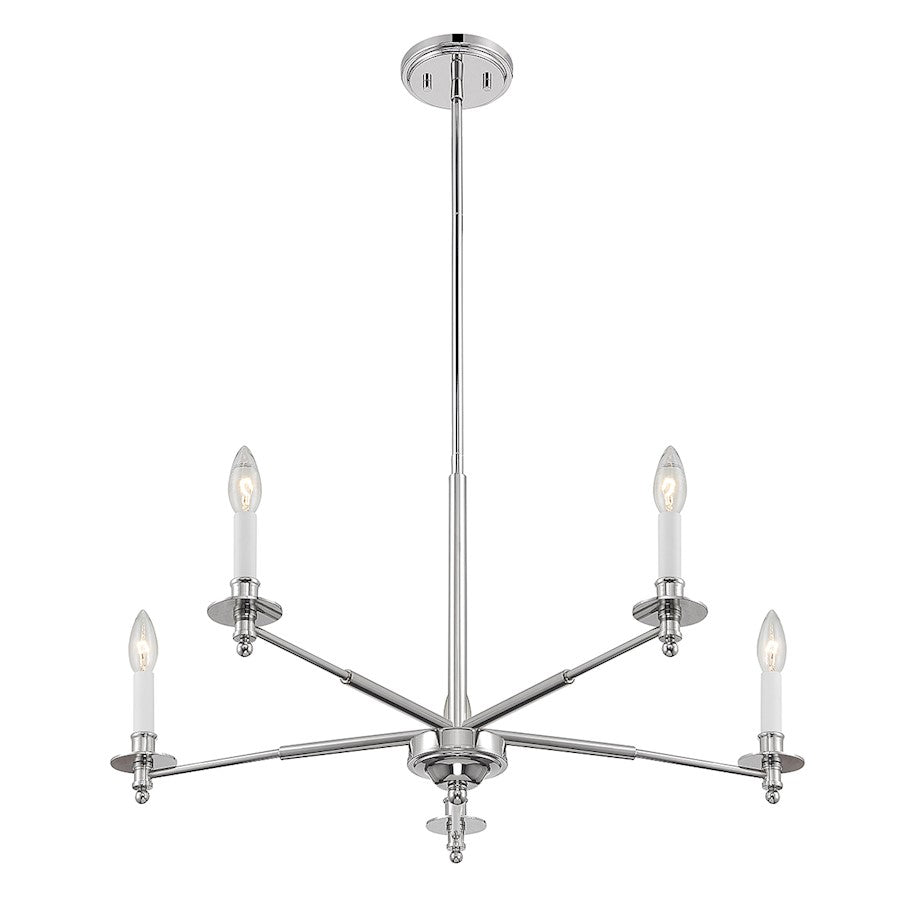 5-Light Chandelier, Polished Nickel