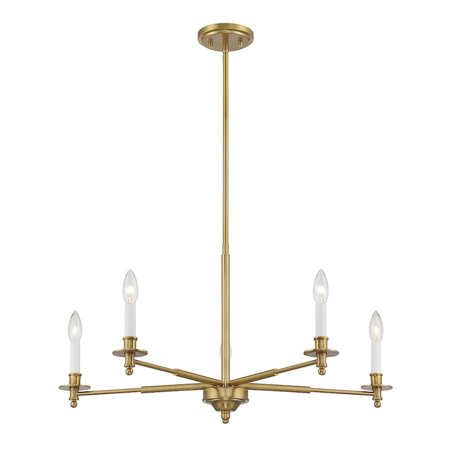 5-Light Chandelier, Warm Brass