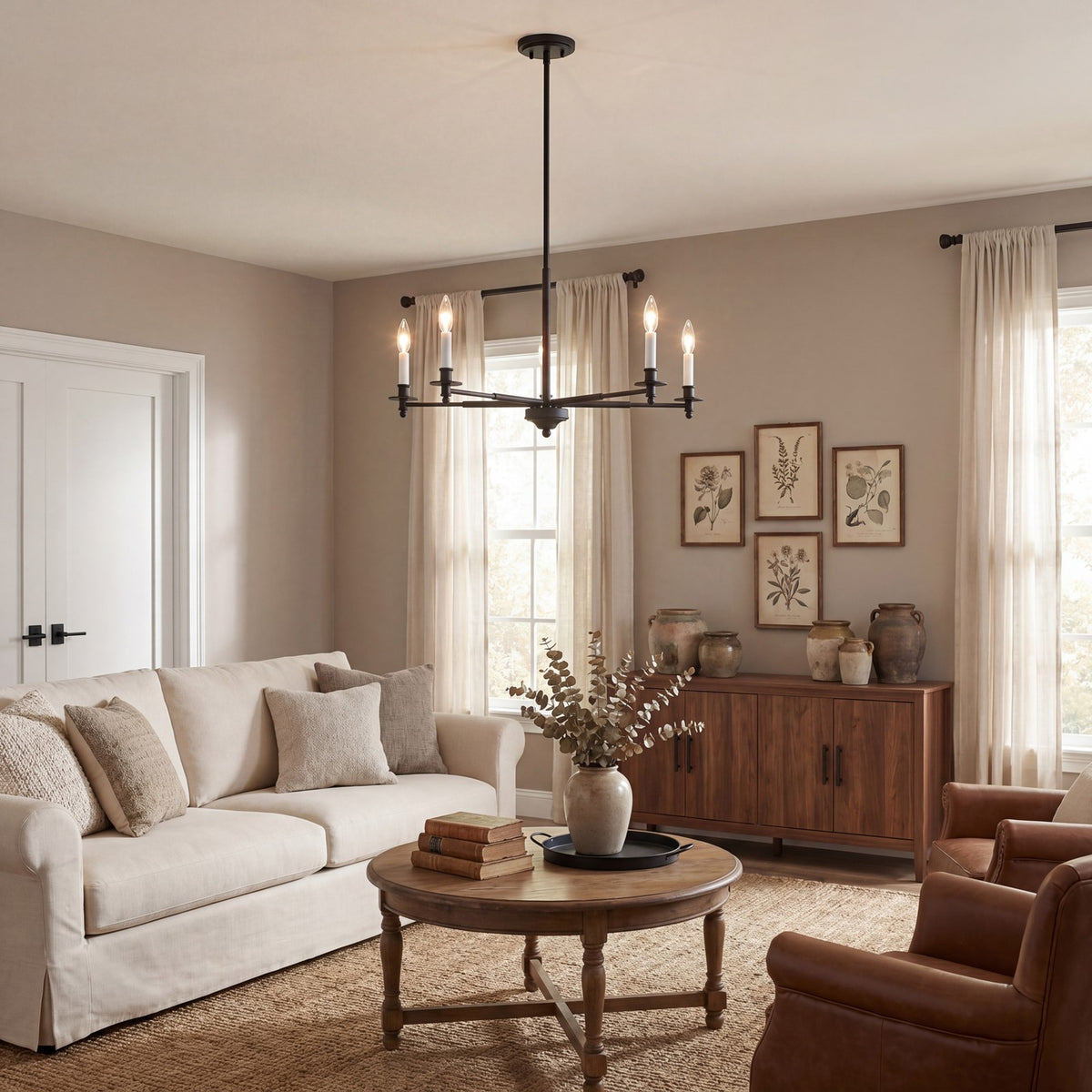 5-Light Chandelier, Matte Black