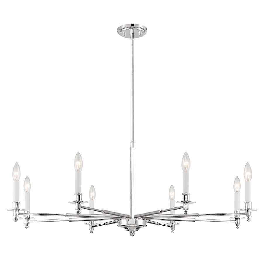 8-Light Chandelier, Polished Nickel