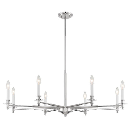 8-Light Chandelier, Polished Nickel