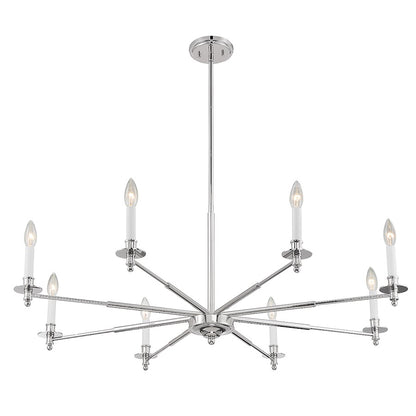 8-Light Chandelier, Polished Nickel