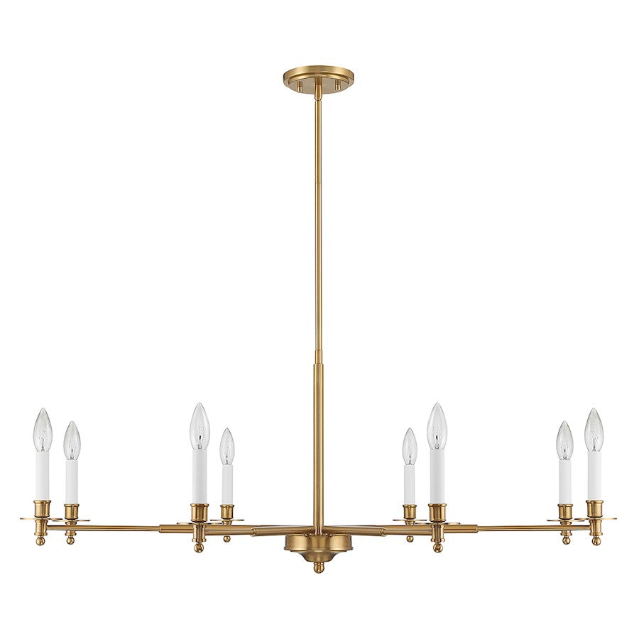 8-Light Chandelier, Warm Brass