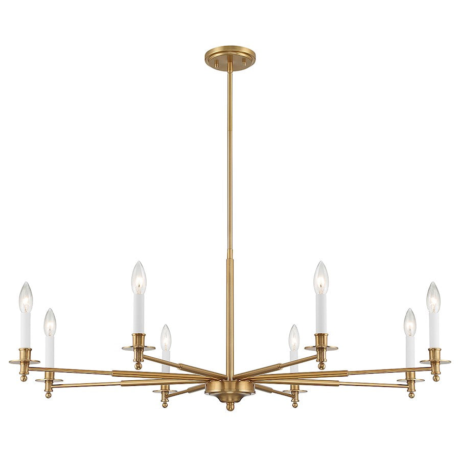 8-Light Chandelier, Warm Brass