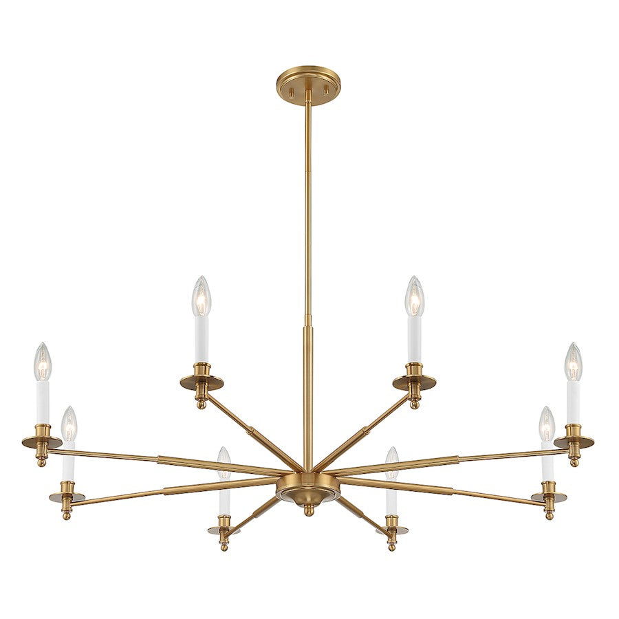 8-Light Chandelier, Warm Brass