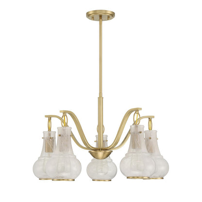 5 Light Chandelier, Warm Brass