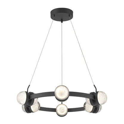 12 Light LED Chandelier, Matte Black