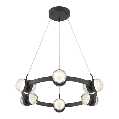 12 Light LED Chandelier, Matte Black