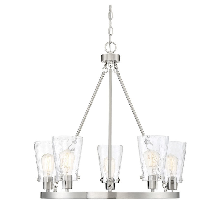 5 Light Chandelier, Satin Nickel