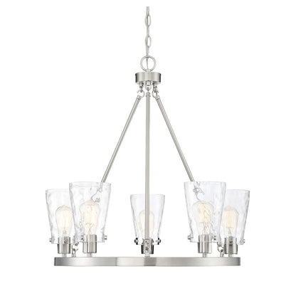 5 Light Chandelier, Satin Nickel