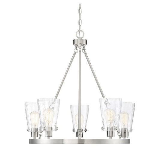 5 Light Chandelier, Satin Nickel