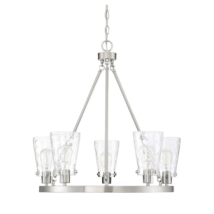 5 Light Chandelier, Satin Nickel