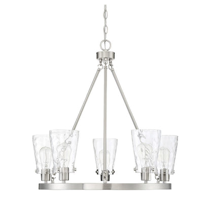 5 Light Chandelier, Satin Nickel