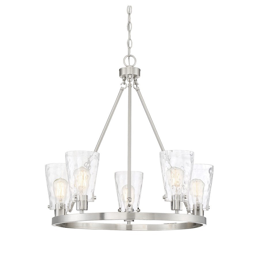 5 Light Chandelier, Satin Nickel