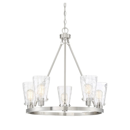 5 Light Chandelier, Satin Nickel