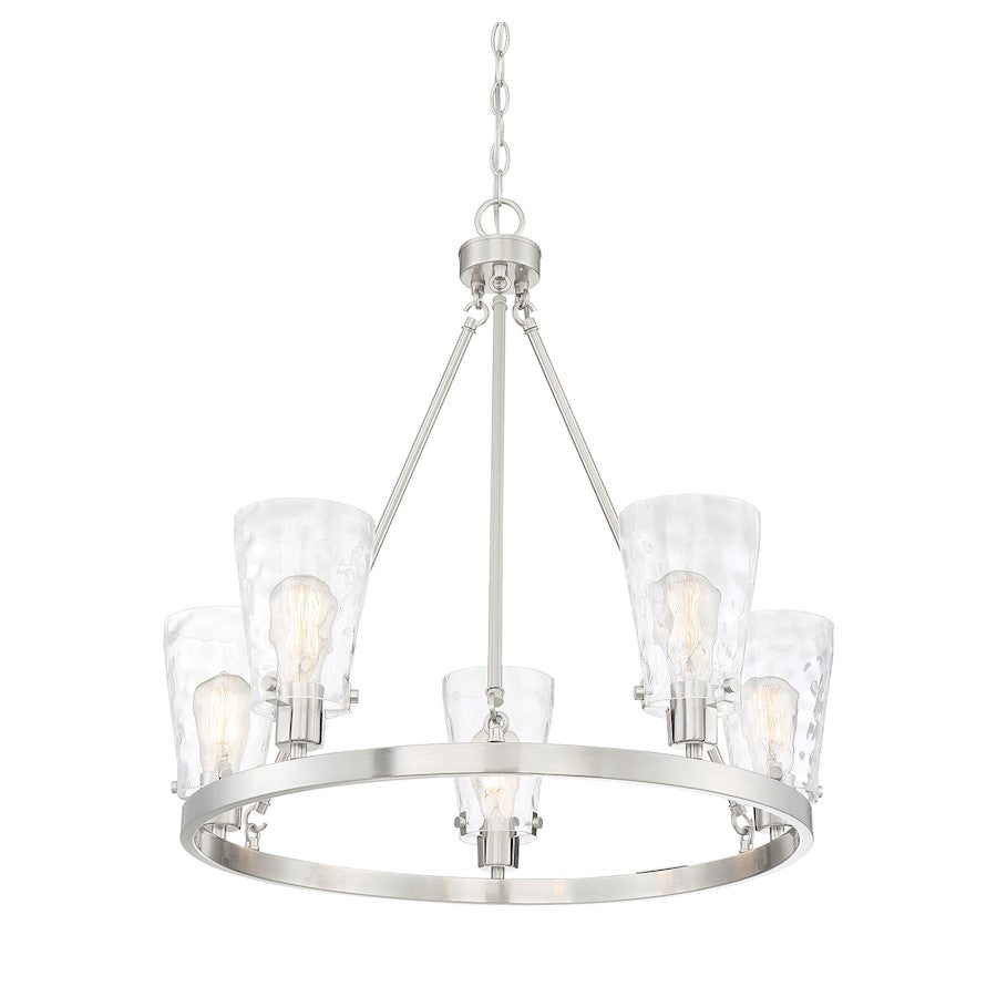 5 Light Chandelier, Satin Nickel