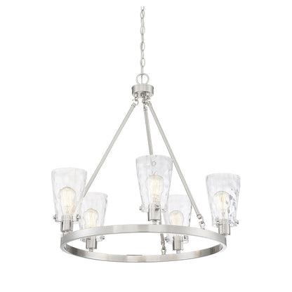 5 Light Chandelier, Satin Nickel