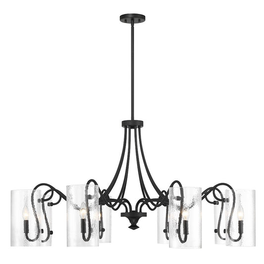 Savoy House Calgary 8 Light Chandelier, Matte Black/Clear Hammered - 1-4570-8-89