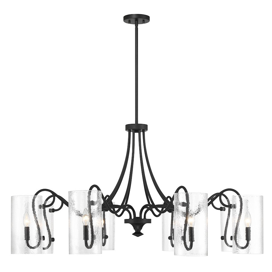 8 Light Chandelier, Matte Black