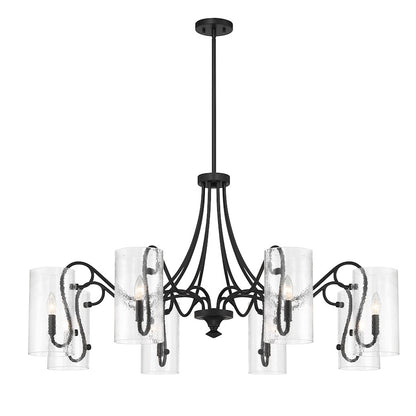 8 Light Chandelier, Matte Black