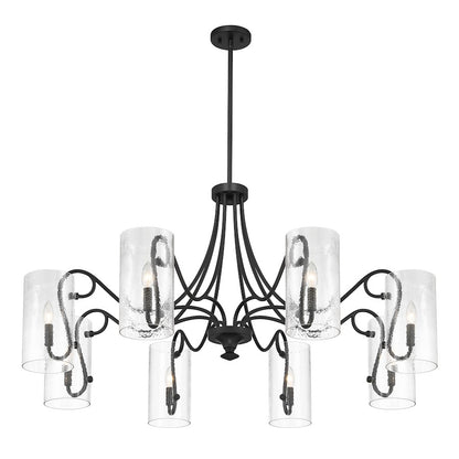 8 Light Chandelier, Matte Black