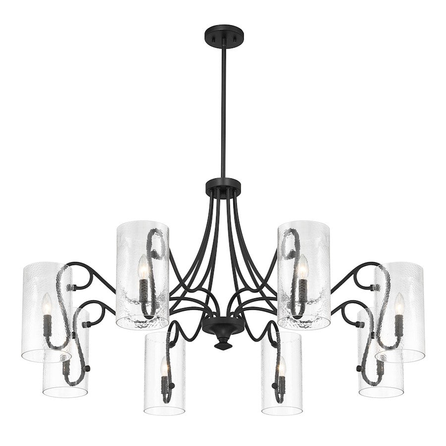 8 Light Chandelier, Matte Black