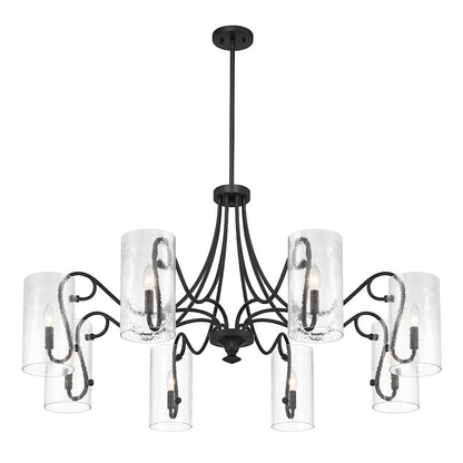 8 Light Chandelier, Matte Black