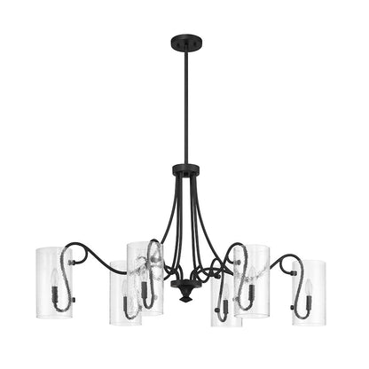 6 Light Oval Chandelier, Matte Black