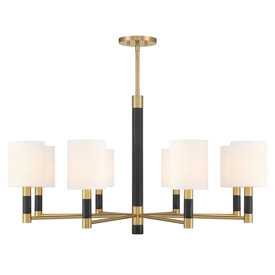 Savoy House Conrad 8 Lt Chandelier, White, Warm Brass
