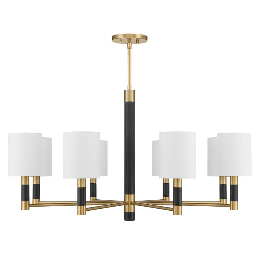 Savoy House Conrad 8 Lt Chandelier, White, Warm Brass
